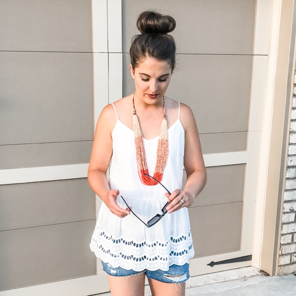 White tank with eyelet detail